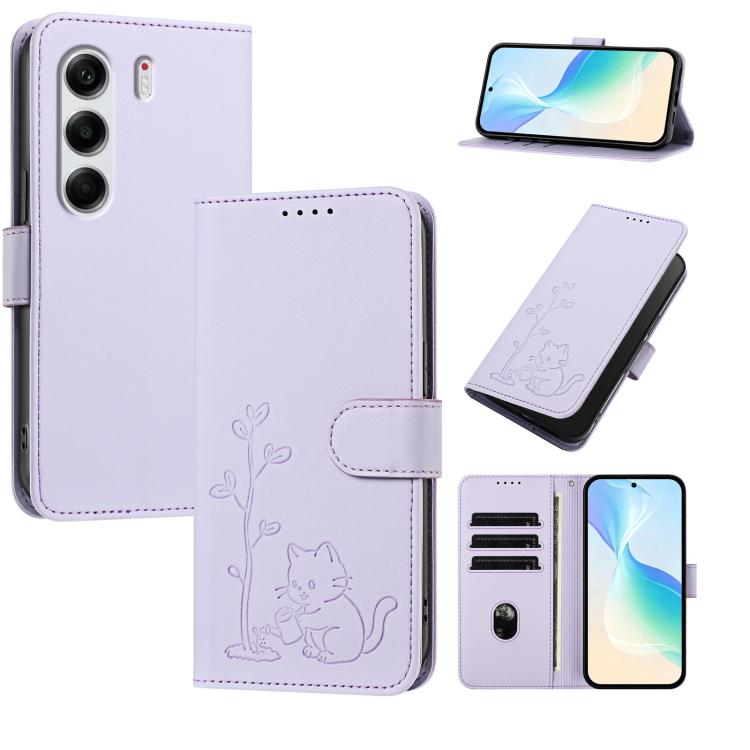 YX0014 Cat Watering Tree Buckle Vegan Leather Phone Case with Lanyard, For Tecno Pova Curve, For Tecno Camon 40 Pro, For Tecno Camon 40 Premier, For Tecno Camon 40, For Tecno Camon 40 Pro 5G, For Tecno Spark 30C 5G, For Tecno Camon 30S                 ...