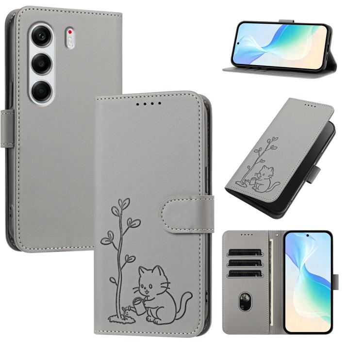 YX0014 Cat Watering Tree Buckle Vegan Leather Phone Case with Lanyard, For Tecno Pova Curve, For Tecno Camon 40 Pro, For Tecno Camon 40 Premier, For Tecno Camon 40, For Tecno Camon 40 Pro 5G, For Tecno Spark 30C 5G, For Tecno Camon 30S                 ...