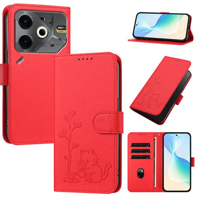 YX0014 Cat Watering Tree Buckle Vegan Leather Phone Case with Lanyard, For Tecno Spark Go 2025, For Tecno Pova 6 Neo 5G, For Tecno Spark 30C, For Tecno Pova 6 Neo, For Tecno Camon 30 Pro, For Tecno Pova 6 Pro, For Tecno Spark 20 Pro, For Tecno Spark 20...