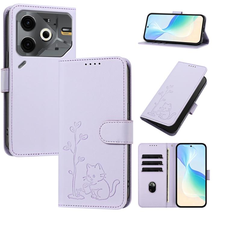 YX0014 Cat Watering Tree Buckle Vegan Leather Phone Case with Lanyard, For Tecno Spark Go 2025, For Tecno Pova 6 Neo 5G, For Tecno Spark 30C, For Tecno Pova 6 Neo, For Tecno Camon 30 Pro, For Tecno Pova 6 Pro, For Tecno Spark 20 Pro, For Tecno Spark 20...