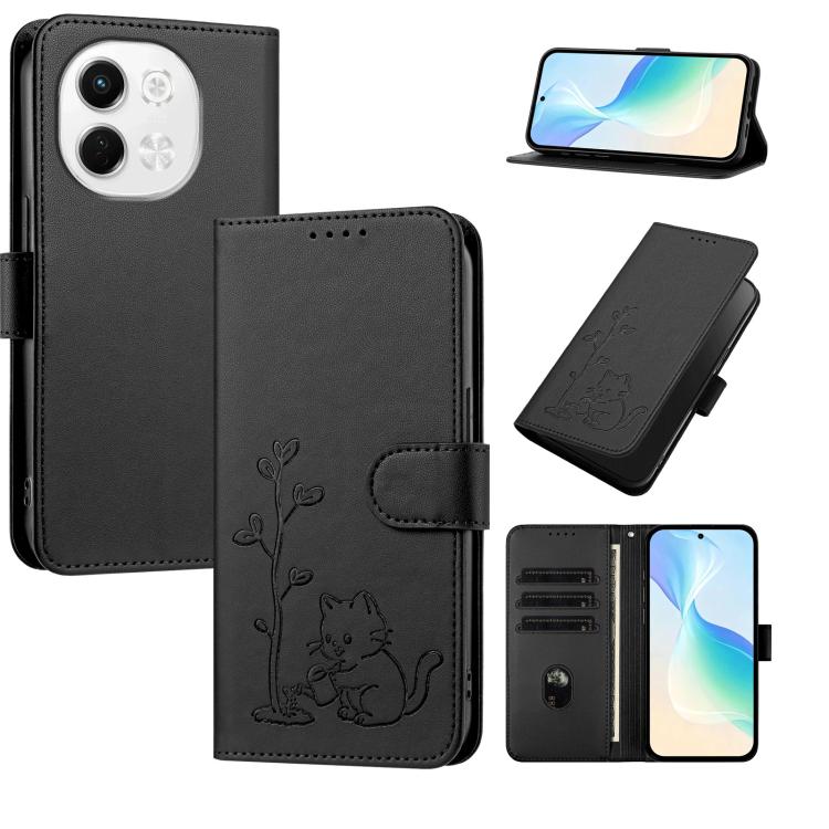 YX0014 Cat Watering Tree Buckle Vegan Leather Phone Case with Lanyard, For Tecno Spark Go 2025, For Tecno Pova 6 Neo 5G, For Tecno Spark 30C, For Tecno Pova 6 Neo, For Tecno Camon 30 Pro, For Tecno Pova 6 Pro, For Tecno Spark 20 Pro, For Tecno Spark 20...