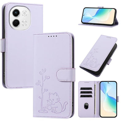 YX0014 Cat Watering Tree Buckle Vegan Leather Phone Case with Lanyard, For Tecno Spark Go 2025, For Tecno Pova 6 Neo 5G, For Tecno Spark 30C, For Tecno Pova 6 Neo, For Tecno Camon 30 Pro, For Tecno Pova 6 Pro, For Tecno Spark 20 Pro, For Tecno Spark 20...