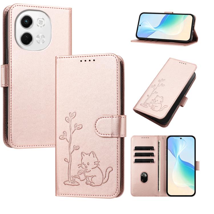 YX0014 Cat Watering Tree Buckle Vegan Leather Phone Case with Lanyard, For Tecno Spark Go 2025, For Tecno Pova 6 Neo 5G, For Tecno Spark 30C, For Tecno Pova 6 Neo, For Tecno Camon 30 Pro, For Tecno Pova 6 Pro, For Tecno Spark 20 Pro, For Tecno Spark 20...