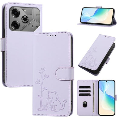 YX0014 Cat Watering Tree Buckle Vegan Leather Phone Case with Lanyard, For Tecno Spark Go 2025, For Tecno Pova 6 Neo 5G, For Tecno Spark 30C, For Tecno Pova 6 Neo, For Tecno Camon 30 Pro, For Tecno Pova 6 Pro, For Tecno Spark 20 Pro, For Tecno Spark 20...