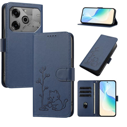 YX0014 Cat Watering Tree Buckle Vegan Leather Phone Case with Lanyard, For Tecno Spark Go 2025, For Tecno Pova 6 Neo 5G, For Tecno Spark 30C, For Tecno Pova 6 Neo, For Tecno Camon 30 Pro, For Tecno Pova 6 Pro, For Tecno Spark 20 Pro, For Tecno Spark 20...
