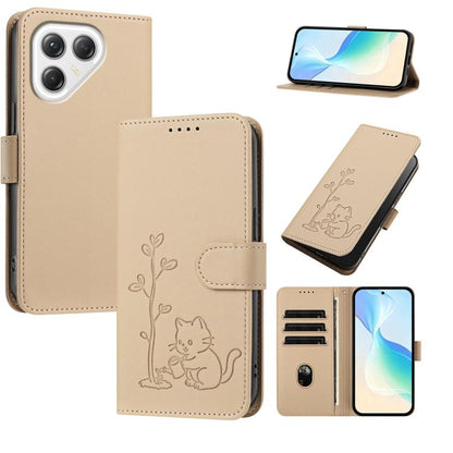 YX0014 Cat Watering Tree Buckle Vegan Leather Phone Case with Lanyard, For Tecno Spark 50 5G, For Tecno Pova Curve 2 5G, For Tecno Spark 50 4G, For Tecno Camon 50 Pro 4G, For Tecno Camon 50 4G, For Tecno Spark Go 3, For Tecno Pova Slim 5G              ...
