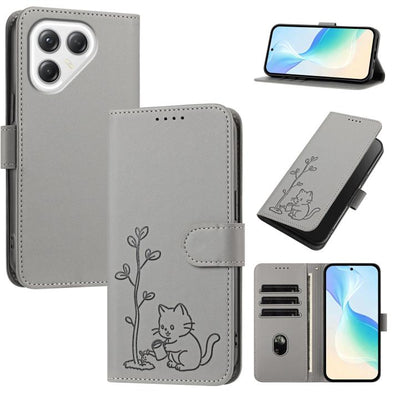 YX0014 Cat Watering Tree Buckle Vegan Leather Phone Case with Lanyard, For Tecno Spark 50 5G, For Tecno Pova Curve 2 5G, For Tecno Spark 50 4G, For Tecno Camon 50 Pro 4G, For Tecno Camon 50 4G, For Tecno Spark Go 3, For Tecno Pova Slim 5G              ...
