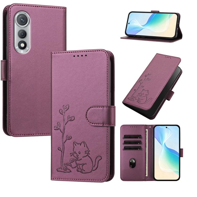 YX0014 Cat Watering Tree Buckle Vegan Leather Phone Case with Lanyard, For Tecno Pova Curve, For Tecno Camon 40 Pro, For Tecno Camon 40 Premier, For Tecno Camon 40, For Tecno Camon 40 Pro 5G, For Tecno Spark 30C 5G, For Tecno Camon 30S                 ...