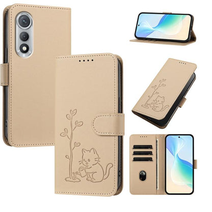 YX0014 Cat Watering Tree Buckle Vegan Leather Phone Case with Lanyard, For Tecno Pova Curve, For Tecno Camon 40 Pro, For Tecno Camon 40 Premier, For Tecno Camon 40, For Tecno Camon 40 Pro 5G, For Tecno Spark 30C 5G, For Tecno Camon 30S                 ...