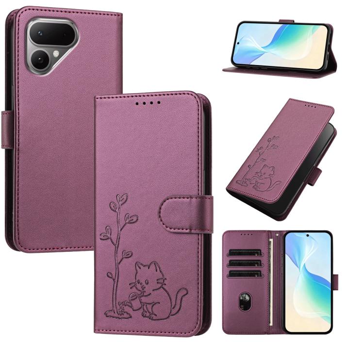 YX0014 Cat Watering Tree Buckle Vegan Leather Phone Case with Lanyard, For Tecno Spark 50 5G, For Tecno Pova Curve 2 5G, For Tecno Spark 50 4G, For Tecno Camon 50 Pro 4G, For Tecno Camon 50 4G, For Tecno Spark Go 3, For Tecno Pova Slim 5G              ...