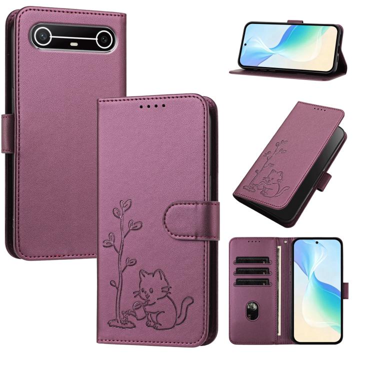 YX0014 Cat Watering Tree Buckle Vegan Leather Phone Case with Lanyard, For Tecno Spark 50 5G, For Tecno Pova Curve 2 5G, For Tecno Spark 50 4G, For Tecno Camon 50 Pro 4G, For Tecno Camon 50 4G, For Tecno Spark Go 3, For Tecno Pova Slim 5G              ...