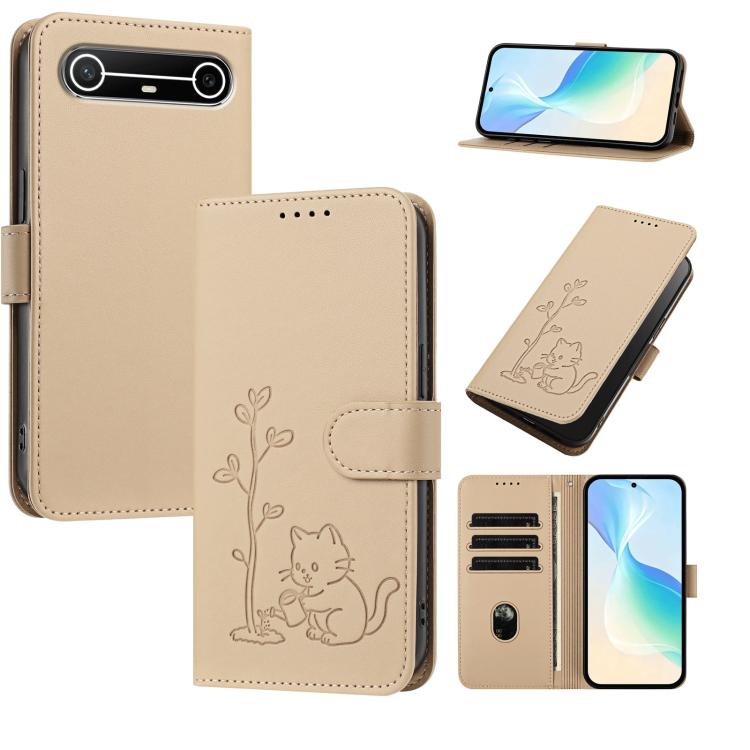 YX0014 Cat Watering Tree Buckle Vegan Leather Phone Case with Lanyard, For Tecno Spark 50 5G, For Tecno Pova Curve 2 5G, For Tecno Spark 50 4G, For Tecno Camon 50 Pro 4G, For Tecno Camon 50 4G, For Tecno Spark Go 3, For Tecno Pova Slim 5G              ...
