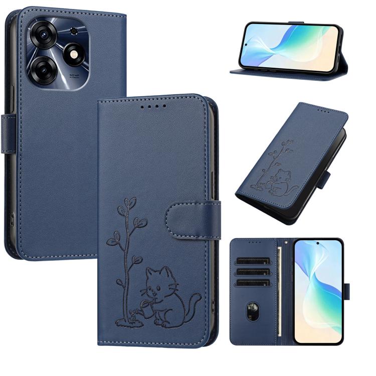 YX0014 Cat Watering Tree Buckle Vegan Leather Phone Case with Lanyard, For Tecno Camon 20 Premier, For Tecno Camon 20, For Tecno Spark 10C, For Tecno Spark 10, For Tecno Spark Go 2023, For Tecno Spark 10 Pro