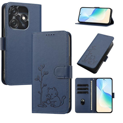 YX0014 Cat Watering Tree Buckle Vegan Leather Phone Case with Lanyard, For Tecno Camon 20 Premier, For Tecno Camon 20, For Tecno Spark 10C, For Tecno Spark 10, For Tecno Spark Go 2023, For Tecno Spark 10 Pro