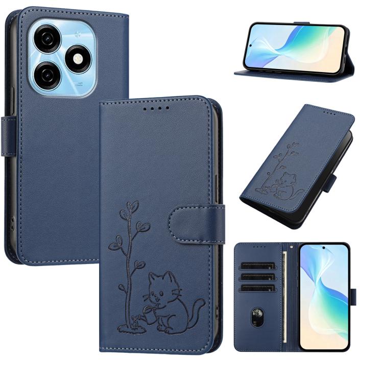 YX0014 Cat Watering Tree Buckle Vegan Leather Phone Case with Lanyard, For Tecno Spark Go 2025, For Tecno Pova 6 Neo 5G, For Tecno Spark 30C, For Tecno Pova 6 Neo, For Tecno Camon 30 Pro, For Tecno Pova 6 Pro, For Tecno Spark 20 Pro, For Tecno Spark 20...
