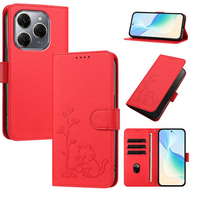 YX0014 Cat Watering Tree Buckle Vegan Leather Phone Case with Lanyard, For Tecno Spark Go 2025, For Tecno Pova 6 Neo 5G, For Tecno Spark 30C, For Tecno Pova 6 Neo, For Tecno Camon 30 Pro, For Tecno Pova 6 Pro, For Tecno Spark 20 Pro, For Tecno Spark 20...