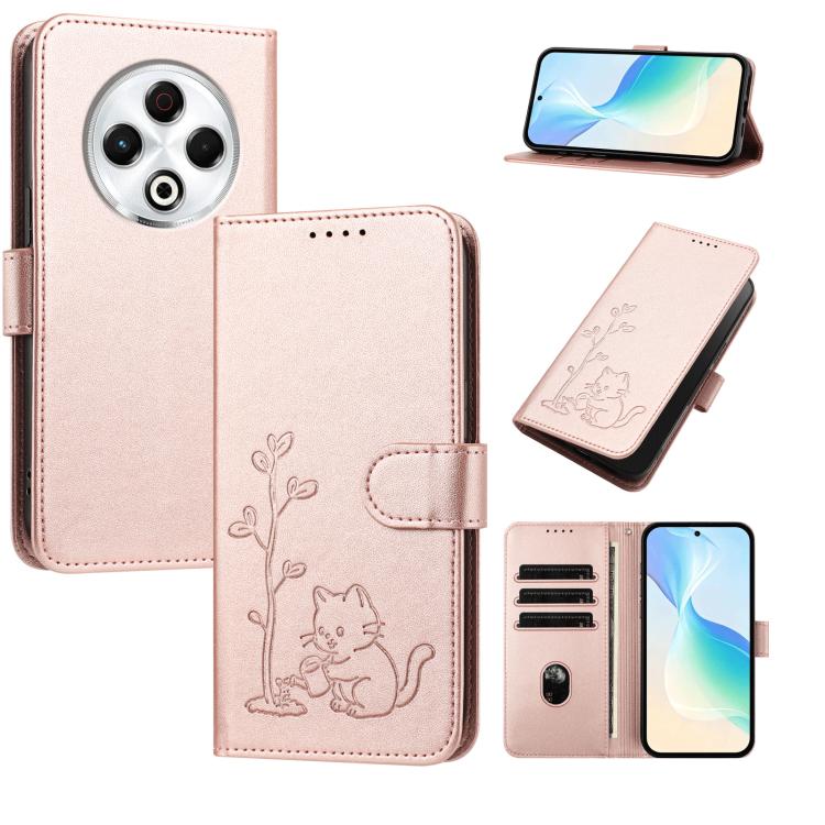 YX0014 Cat Watering Tree Buckle Vegan Leather Phone Case with Lanyard, For Tecno Pova Curve, For Tecno Camon 40 Pro, For Tecno Camon 40 Premier, For Tecno Camon 40, For Tecno Camon 40 Pro 5G, For Tecno Spark 30C 5G, For Tecno Camon 30S                 ...