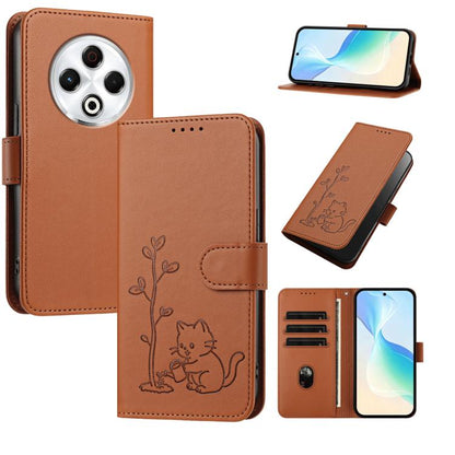 YX0014 Cat Watering Tree Buckle Vegan Leather Phone Case with Lanyard, For Tecno Pova Curve, For Tecno Camon 40 Pro, For Tecno Camon 40 Premier, For Tecno Camon 40, For Tecno Camon 40 Pro 5G, For Tecno Spark 30C 5G, For Tecno Camon 30S                 ...