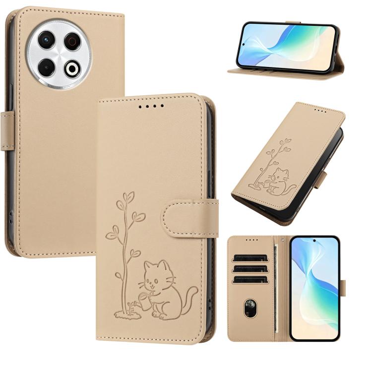 YX0014 Cat Watering Tree Buckle Vegan Leather Phone Case with Lanyard, For Tecno Pova Curve, For Tecno Camon 40 Pro, For Tecno Camon 40 Premier, For Tecno Camon 40, For Tecno Camon 40 Pro 5G, For Tecno Spark 30C 5G, For Tecno Camon 30S                 ...