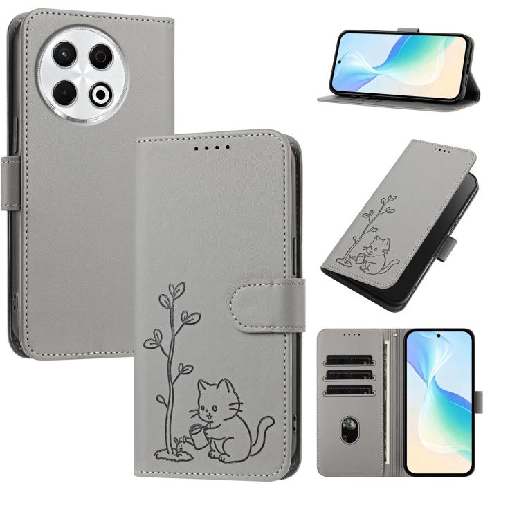 YX0014 Cat Watering Tree Buckle Vegan Leather Phone Case with Lanyard, For Tecno Pova Curve, For Tecno Camon 40 Pro, For Tecno Camon 40 Premier, For Tecno Camon 40, For Tecno Camon 40 Pro 5G, For Tecno Spark 30C 5G, For Tecno Camon 30S                 ...