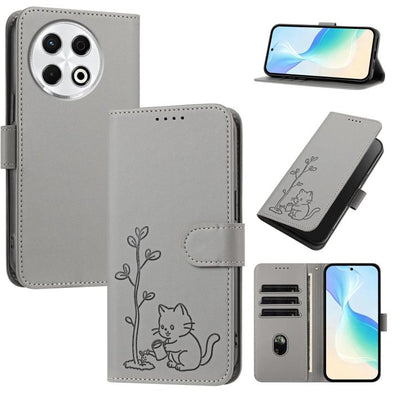 YX0014 Cat Watering Tree Buckle Vegan Leather Phone Case with Lanyard, For Tecno Pova Curve, For Tecno Camon 40 Pro, For Tecno Camon 40 Premier, For Tecno Camon 40, For Tecno Camon 40 Pro 5G, For Tecno Spark 30C 5G, For Tecno Camon 30S                 ...