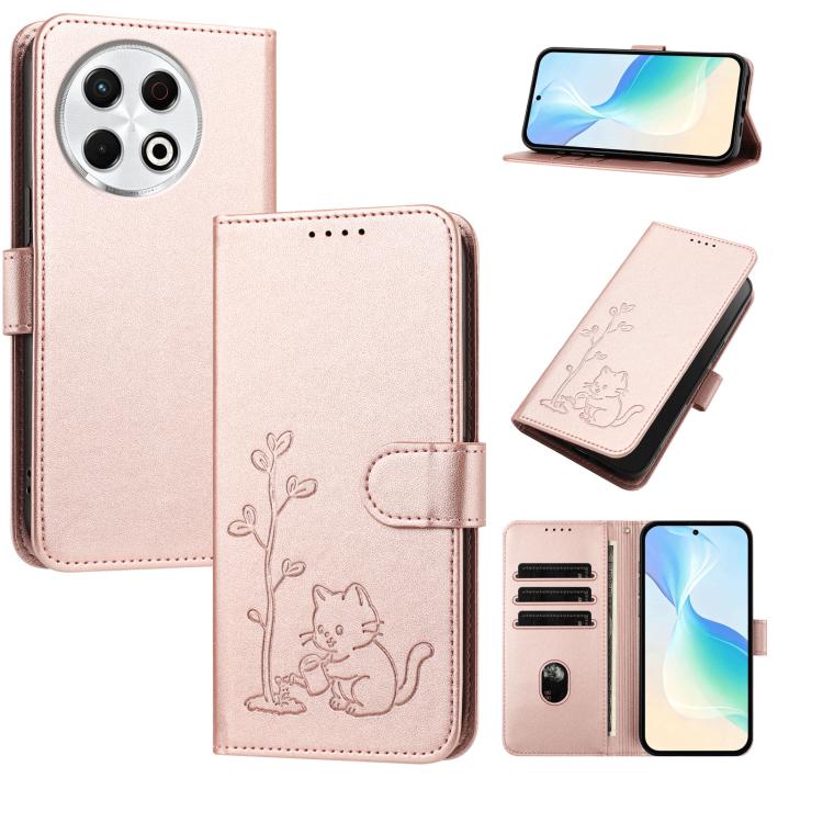 YX0014 Cat Watering Tree Buckle Vegan Leather Phone Case with Lanyard, For Tecno Pova Curve, For Tecno Camon 40 Pro, For Tecno Camon 40 Premier, For Tecno Camon 40, For Tecno Camon 40 Pro 5G, For Tecno Spark 30C 5G, For Tecno Camon 30S                 ...