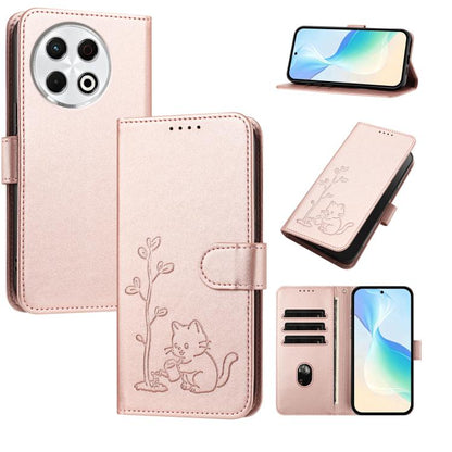 YX0014 Cat Watering Tree Buckle Vegan Leather Phone Case with Lanyard, For Tecno Pova Curve, For Tecno Camon 40 Pro, For Tecno Camon 40 Premier, For Tecno Camon 40, For Tecno Camon 40 Pro 5G, For Tecno Spark 30C 5G, For Tecno Camon 30S                 ...