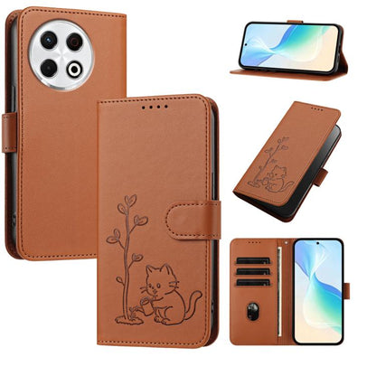 YX0014 Cat Watering Tree Buckle Vegan Leather Phone Case with Lanyard, For Tecno Pova Curve, For Tecno Camon 40 Pro, For Tecno Camon 40 Premier, For Tecno Camon 40, For Tecno Camon 40 Pro 5G, For Tecno Spark 30C 5G, For Tecno Camon 30S                 ...