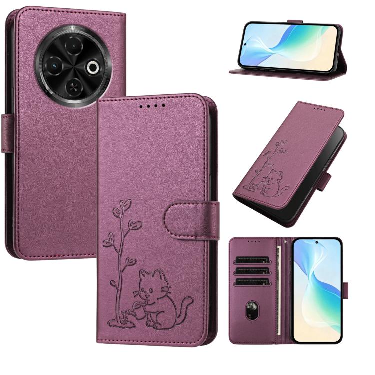 YX0014 Cat Watering Tree Buckle Vegan Leather Phone Case with Lanyard, For Tecno Spark Go 2025, For Tecno Pova 6 Neo 5G, For Tecno Spark 30C, For Tecno Pova 6 Neo, For Tecno Camon 30 Pro, For Tecno Pova 6 Pro, For Tecno Spark 20 Pro, For Tecno Spark 20...