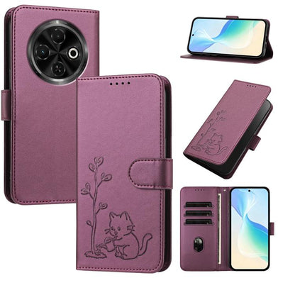 YX0014 Cat Watering Tree Buckle Vegan Leather Phone Case with Lanyard, For Tecno Spark Go 2025, For Tecno Pova 6 Neo 5G, For Tecno Spark 30C, For Tecno Pova 6 Neo, For Tecno Camon 30 Pro, For Tecno Pova 6 Pro, For Tecno Spark 20 Pro, For Tecno Spark 20...