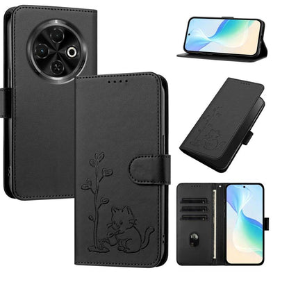 YX0014 Cat Watering Tree Buckle Vegan Leather Phone Case with Lanyard, For Tecno Spark Go 2025, For Tecno Pova 6 Neo 5G, For Tecno Spark 30C, For Tecno Pova 6 Neo, For Tecno Camon 30 Pro, For Tecno Pova 6 Pro, For Tecno Spark 20 Pro, For Tecno Spark 20...