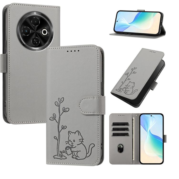 YX0014 Cat Watering Tree Buckle Vegan Leather Phone Case with Lanyard, For Tecno Spark Go 2025, For Tecno Pova 6 Neo 5G, For Tecno Spark 30C, For Tecno Pova 6 Neo, For Tecno Camon 30 Pro, For Tecno Pova 6 Pro, For Tecno Spark 20 Pro, For Tecno Spark 20...