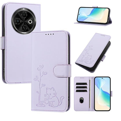 YX0014 Cat Watering Tree Buckle Vegan Leather Phone Case with Lanyard, For Tecno Spark Go 2025, For Tecno Pova 6 Neo 5G, For Tecno Spark 30C, For Tecno Pova 6 Neo, For Tecno Camon 30 Pro, For Tecno Pova 6 Pro, For Tecno Spark 20 Pro, For Tecno Spark 20...