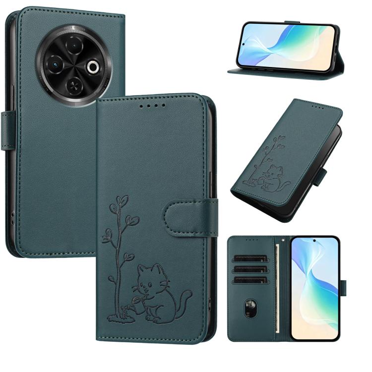 YX0014 Cat Watering Tree Buckle Vegan Leather Phone Case with Lanyard, For Tecno Spark Go 2025, For Tecno Pova 6 Neo 5G, For Tecno Spark 30C, For Tecno Pova 6 Neo, For Tecno Camon 30 Pro, For Tecno Pova 6 Pro, For Tecno Spark 20 Pro, For Tecno Spark 20...