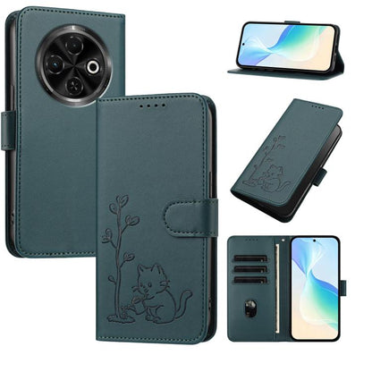 YX0014 Cat Watering Tree Buckle Vegan Leather Phone Case with Lanyard, For Tecno Spark Go 2025, For Tecno Pova 6 Neo 5G, For Tecno Spark 30C, For Tecno Pova 6 Neo, For Tecno Camon 30 Pro, For Tecno Pova 6 Pro, For Tecno Spark 20 Pro, For Tecno Spark 20...