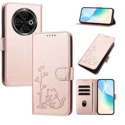 YX0014 Cat Watering Tree Buckle Vegan Leather Phone Case with Lanyard, For Tecno Spark Go 2025, For Tecno Pova 6 Neo 5G, For Tecno Spark 30C, For Tecno Pova 6 Neo, For Tecno Camon 30 Pro, For Tecno Pova 6 Pro, For Tecno Spark 20 Pro, For Tecno Spark 20...
