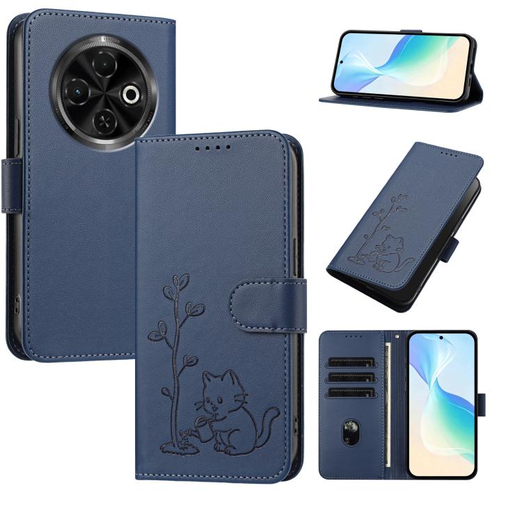 YX0014 Cat Watering Tree Buckle Vegan Leather Phone Case with Lanyard, For Tecno Spark Go 2025, For Tecno Pova 6 Neo 5G, For Tecno Spark 30C, For Tecno Pova 6 Neo, For Tecno Camon 30 Pro, For Tecno Pova 6 Pro, For Tecno Spark 20 Pro, For Tecno Spark 20...