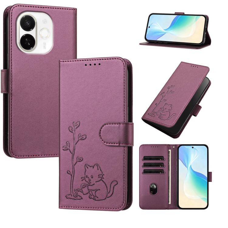 YX0014 Cat Watering Tree Buckle Vegan Leather Phone Case with Lanyard, For Tecno Pova Curve, For Tecno Camon 40 Pro, For Tecno Camon 40 Premier, For Tecno Camon 40, For Tecno Camon 40 Pro 5G, For Tecno Spark 30C 5G, For Tecno Camon 30S                 ...