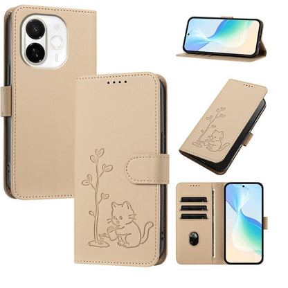 YX0014 Cat Watering Tree Buckle Vegan Leather Phone Case with Lanyard, For Tecno Pova Curve, For Tecno Camon 40 Pro, For Tecno Camon 40 Premier, For Tecno Camon 40, For Tecno Camon 40 Pro 5G, For Tecno Spark 30C 5G, For Tecno Camon 30S                 ...