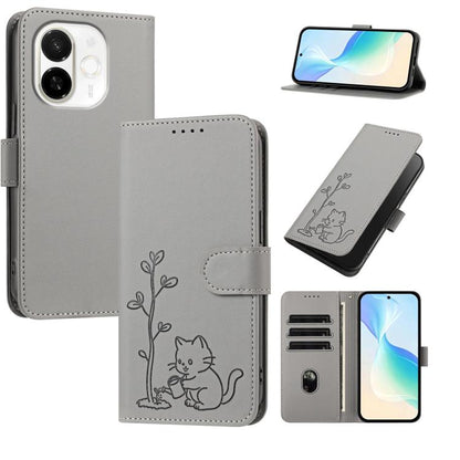 YX0014 Cat Watering Tree Buckle Vegan Leather Phone Case with Lanyard, For Tecno Pova Curve, For Tecno Camon 40 Pro, For Tecno Camon 40 Premier, For Tecno Camon 40, For Tecno Camon 40 Pro 5G, For Tecno Spark 30C 5G, For Tecno Camon 30S                 ...
