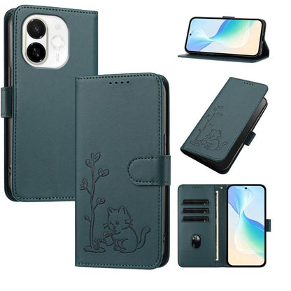 YX0014 Cat Watering Tree Buckle Vegan Leather Phone Case with Lanyard, For Tecno Pova Curve, For Tecno Camon 40 Pro, For Tecno Camon 40 Premier, For Tecno Camon 40, For Tecno Camon 40 Pro 5G, For Tecno Spark 30C 5G, For Tecno Camon 30S                 ...