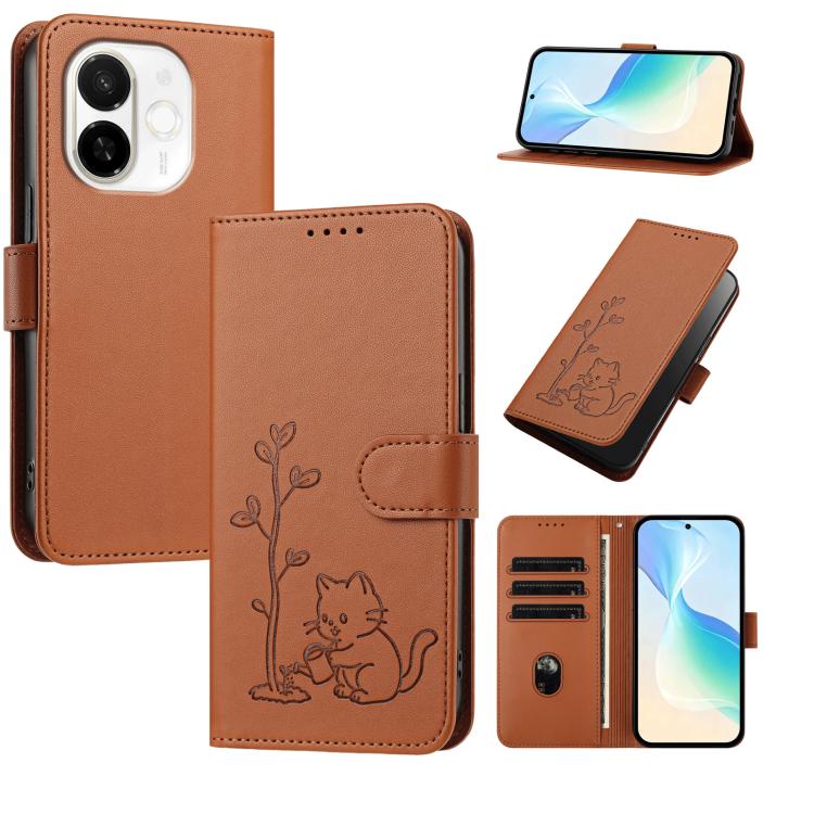 YX0014 Cat Watering Tree Buckle Vegan Leather Phone Case with Lanyard, For Tecno Pova Curve, For Tecno Camon 40 Pro, For Tecno Camon 40 Premier, For Tecno Camon 40, For Tecno Camon 40 Pro 5G, For Tecno Spark 30C 5G, For Tecno Camon 30S                 ...