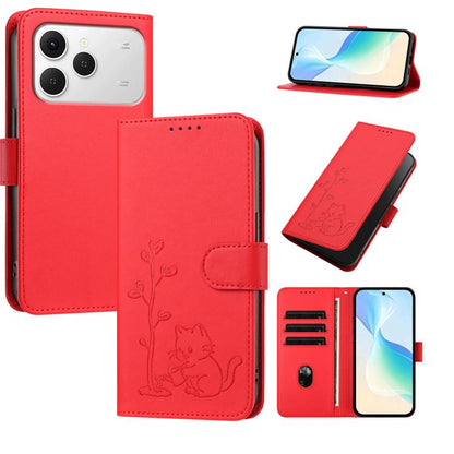 YX0014 Cat Watering Tree Buckle Vegan Leather Phone Case with Lanyard, For Tecno Spark 50 5G, For Tecno Pova Curve 2 5G, For Tecno Spark 50 4G, For Tecno Camon 50 Pro 4G, For Tecno Camon 50 4G, For Tecno Spark Go 3, For Tecno Pova Slim 5G              ...