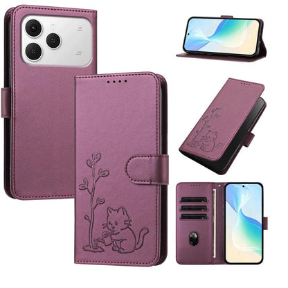 YX0014 Cat Watering Tree Buckle Vegan Leather Phone Case with Lanyard, For Tecno Spark 50 5G, For Tecno Pova Curve 2 5G, For Tecno Spark 50 4G, For Tecno Camon 50 Pro 4G, For Tecno Camon 50 4G, For Tecno Spark Go 3, For Tecno Pova Slim 5G              ...