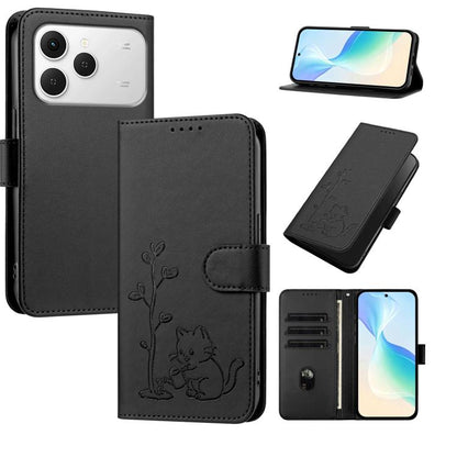 YX0014 Cat Watering Tree Buckle Vegan Leather Phone Case with Lanyard, For Tecno Spark 50 5G, For Tecno Pova Curve 2 5G, For Tecno Spark 50 4G, For Tecno Camon 50 Pro 4G, For Tecno Camon 50 4G, For Tecno Spark Go 3, For Tecno Pova Slim 5G              ...