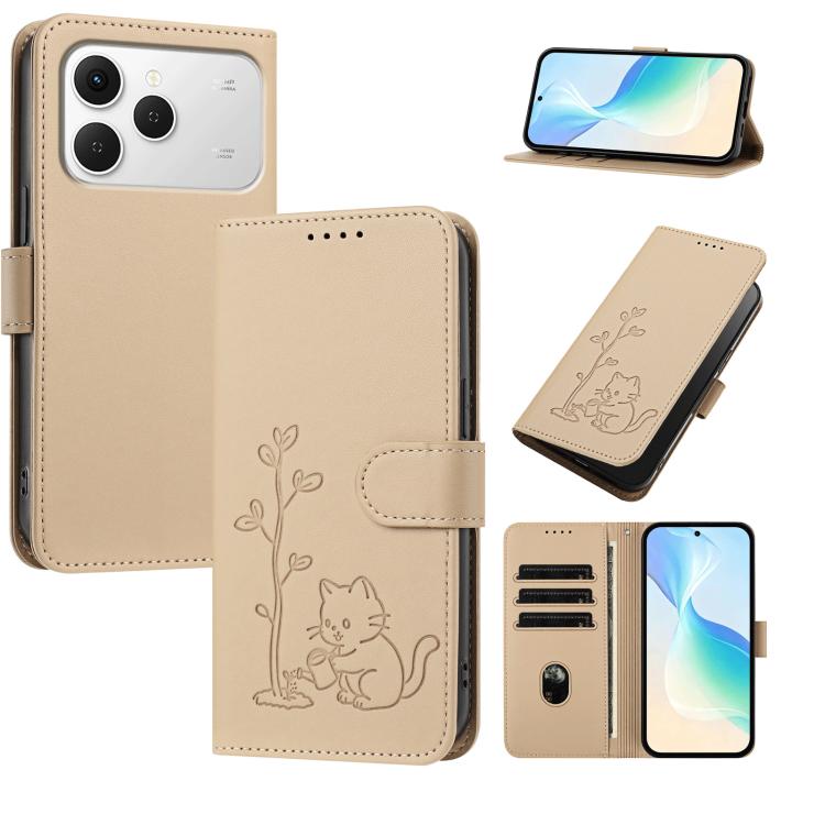 YX0014 Cat Watering Tree Buckle Vegan Leather Phone Case with Lanyard, For Tecno Spark 50 5G, For Tecno Pova Curve 2 5G, For Tecno Spark 50 4G, For Tecno Camon 50 Pro 4G, For Tecno Camon 50 4G, For Tecno Spark Go 3, For Tecno Pova Slim 5G              ...