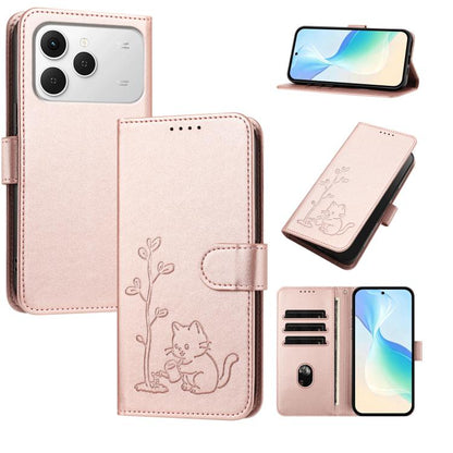 YX0014 Cat Watering Tree Buckle Vegan Leather Phone Case with Lanyard, For Tecno Spark 50 5G, For Tecno Pova Curve 2 5G, For Tecno Spark 50 4G, For Tecno Camon 50 Pro 4G, For Tecno Camon 50 4G, For Tecno Spark Go 3, For Tecno Pova Slim 5G              ...
