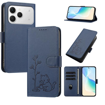YX0014 Cat Watering Tree Buckle Vegan Leather Phone Case with Lanyard, For Tecno Spark 50 5G, For Tecno Pova Curve 2 5G, For Tecno Spark 50 4G, For Tecno Camon 50 Pro 4G, For Tecno Camon 50 4G, For Tecno Spark Go 3, For Tecno Pova Slim 5G              ...
