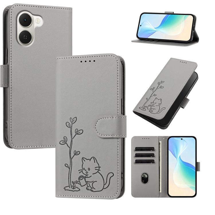 YX0014 Cat Watering Tree Buckle Vegan Leather Phone Case with Lanyard, For Tecno Spark 50 5G, For Tecno Pova Curve 2 5G, For Tecno Spark 50 4G, For Tecno Camon 50 Pro 4G, For Tecno Camon 50 4G, For Tecno Spark Go 3, For Tecno Pova Slim 5G              ...