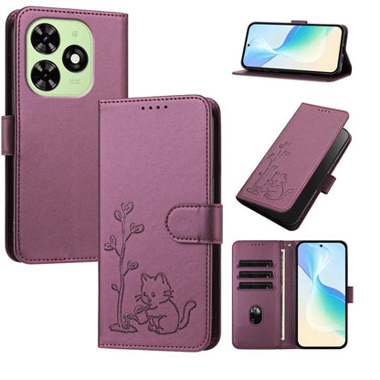 YX0014 Cat Watering Tree Buckle Vegan Leather Phone Case with Lanyard, For Tecno Spark Go 2025, For Tecno Pova 6 Neo 5G, For Tecno Spark 30C, For Tecno Pova 6 Neo, For Tecno Camon 30 Pro, For Tecno Pova 6 Pro, For Tecno Spark 20 Pro, For Tecno Spark 20...